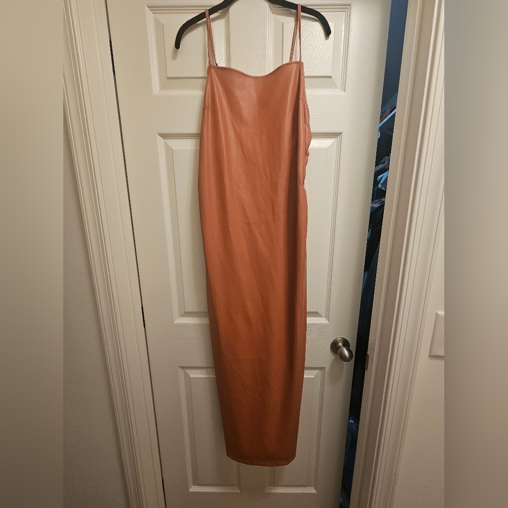 Asos design faux leather midi dress
